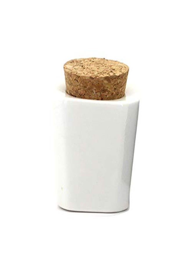 USRommaner 1 Pcs Porcelain Nail Art Dappen Dish,Mini Nail Art Acrylic Liquid Powder Dappen Dish with Anti-evaporation Wooden Cork Top Monomer Dish Glitter Powder Container Holder (White) - Image 1